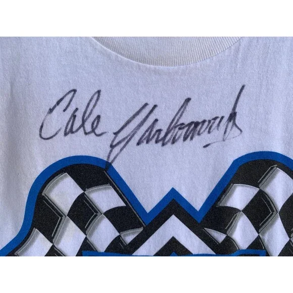 90s Myrtle Beach NASCAR Cafe white autographed tee streetwear Size M